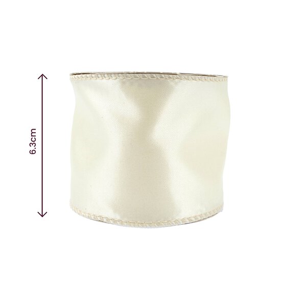 Light Cream Wire Edge Satin Ribbon 63mm x 3m image number 3