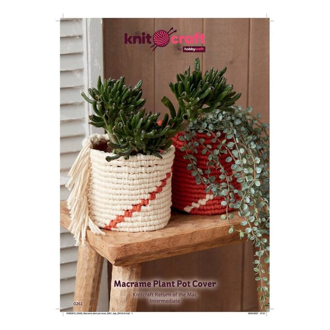 Knitcraft Macrame Plant Pot Cover Digital Pattern 0261 image number 1