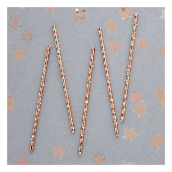 Rose Gold Paper Straws 20 Pack  image number 2