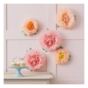 Ginger Ray Pink Tissue Paper Flowers 5 Pack