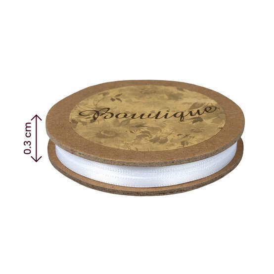 White Double-Faced Satin Ribbon 3mm x 5m image number 4