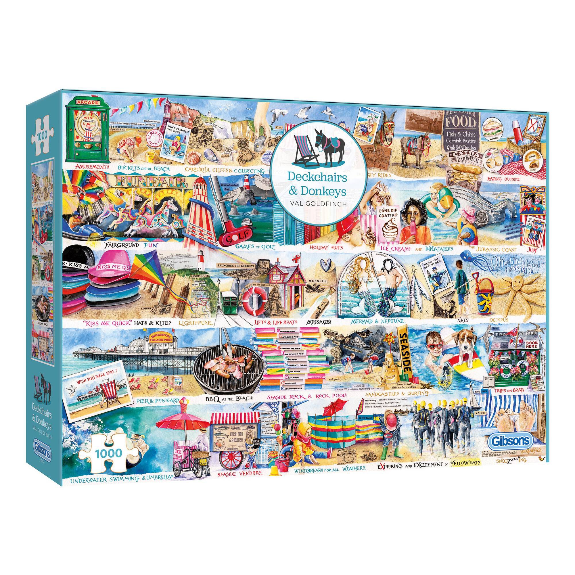 Gibsons Deckchairs and Donkeys Jigsaw Puzzle 1000 Pieces Hobbycraft