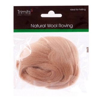Trimits Beige Natural Wool Roving 10g