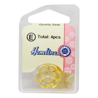 Hemline Yellow Novelty Flower Button 4 Pack
