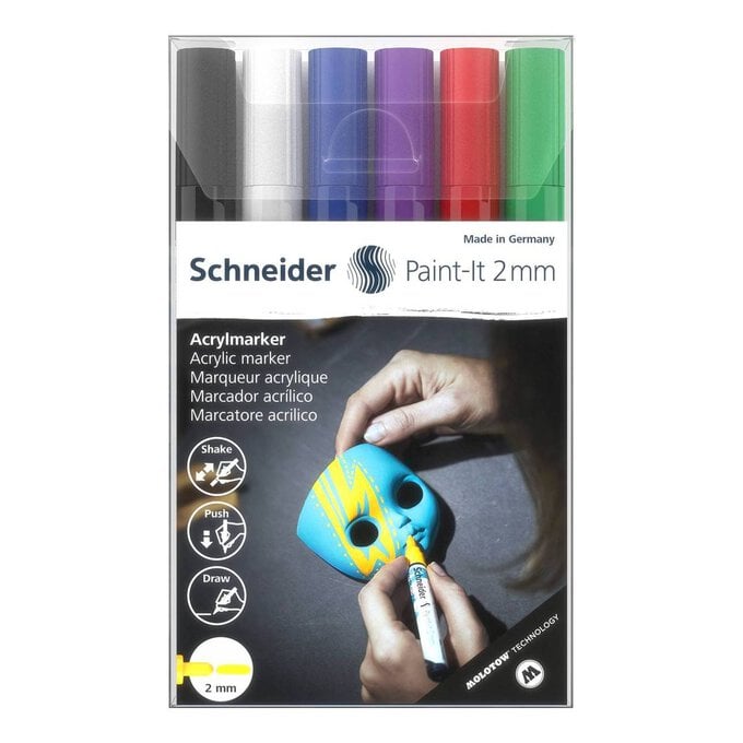 Schneider Set 1 Acrylic Paint-It Markers 2mm 6 Pack