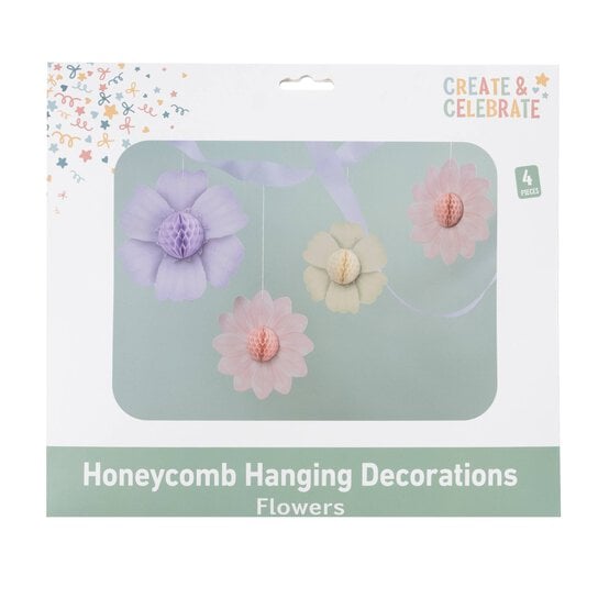Create & Celebrate Pastel Honeycomb Flower Decorations 4 Pack image number 4