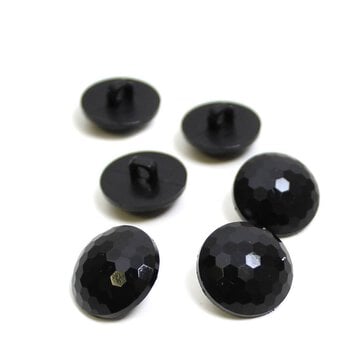 Hemline Black Novelty Faceted Button 6 Pack