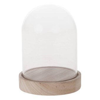 Glass Cloche with Wooden Base 10cm x 13.5cm
