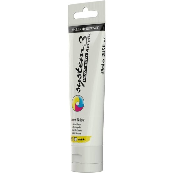 Daler-Rowney System3 Lemon Yellow Heavy Body Acrylic 59ml image number 3
