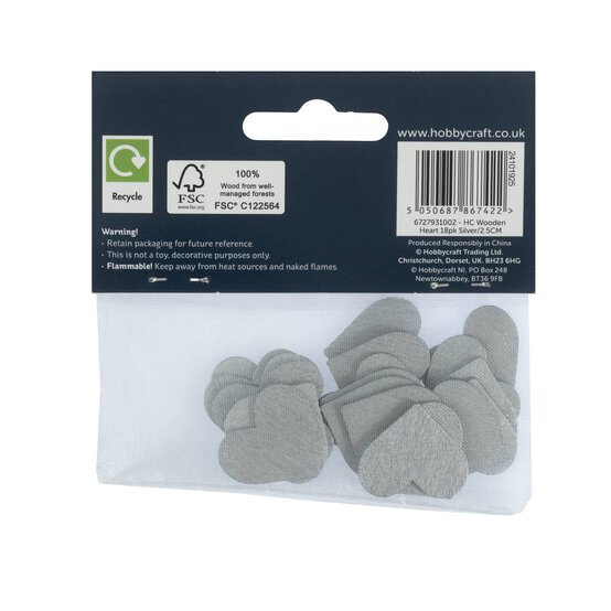 Silver Wooden Hearts 18 Pack image number 4