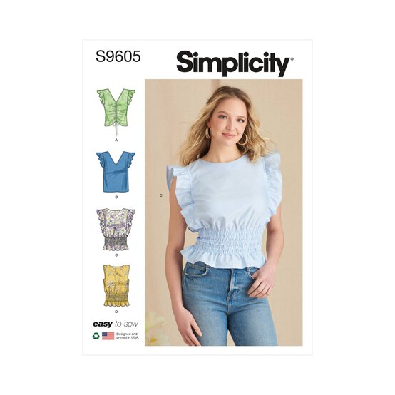 Simplicity Women&rsquo;s Tops Sewing Pattern S9605 (6-14) image number 1