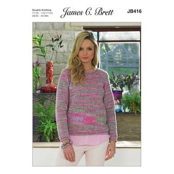 James C Brett DK Ladies Sweater Pattern JB415