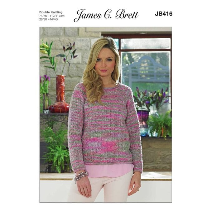 James C Brett DK Ladies Sweater Pattern JB415 image number 1