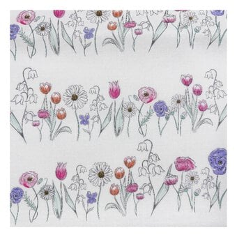 Wild Flowers Bloom Border Cotton Fabric by the Metre