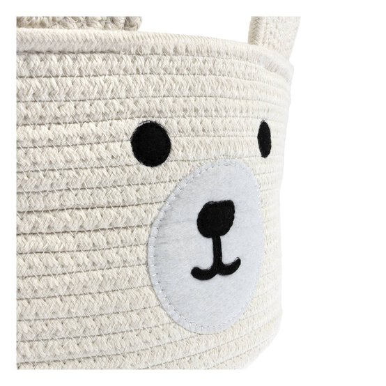 White Bear Cotton Rope Basket 30cm x 18cm image number 3