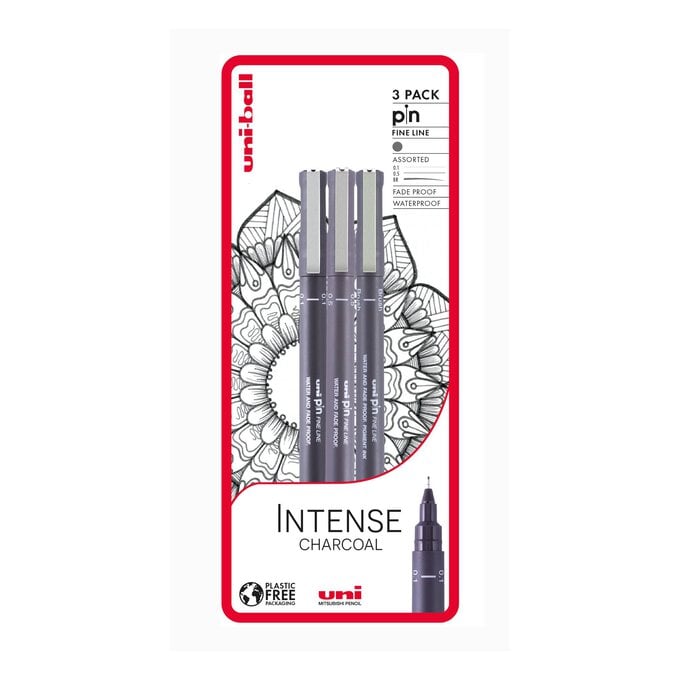 Uni-ball PIN Intense Charcoal Fineliners 3 Pack image number 1