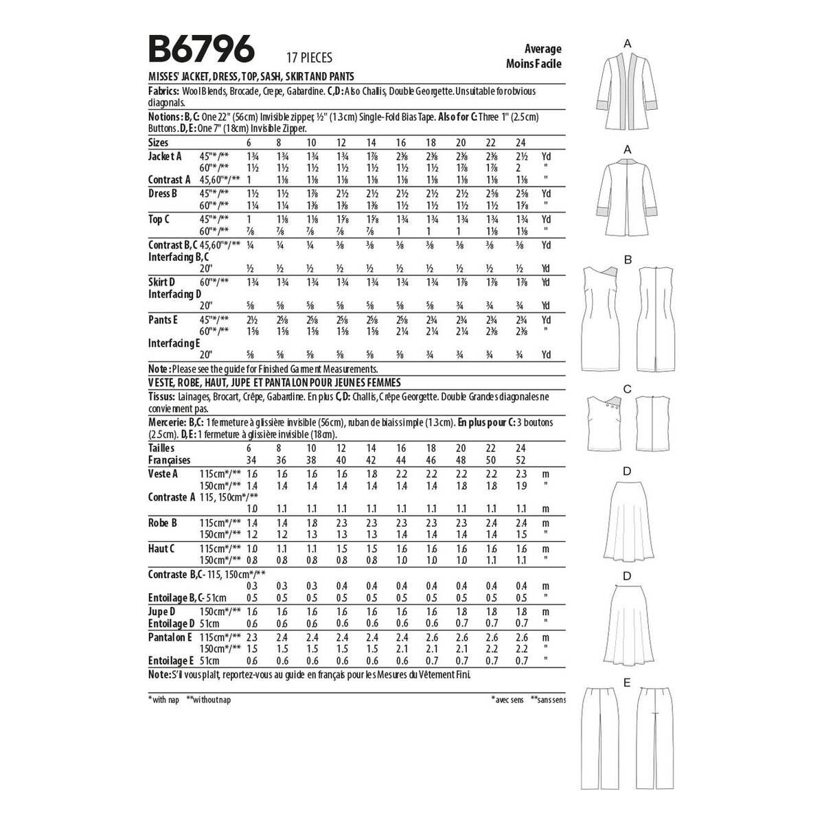 Butterick Women’s Separates Sewing Pattern B6796 (6-14) | Hobbycraft