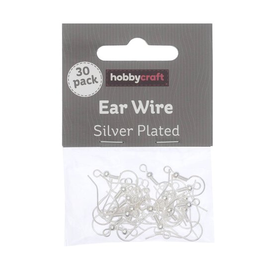 Silver-Plated Ear Wires 25mm x 20mm 30 Pack  image number 1
