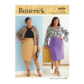 Butterick Women's Skirt and Belt Sewing Pattern B6836 (KK 26W-32W)