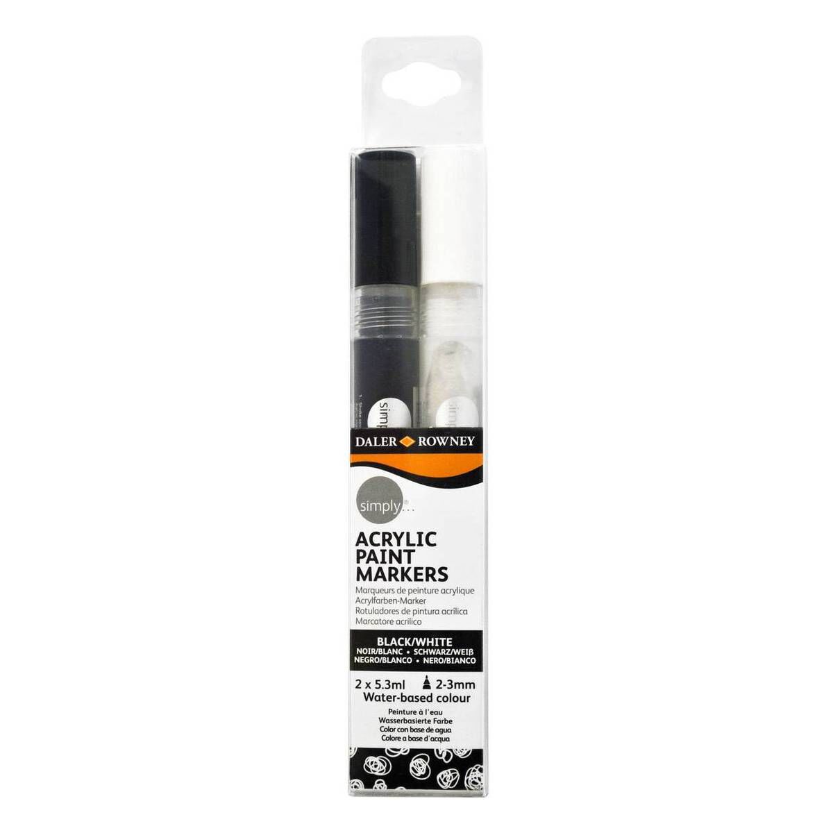 DalerRowney Black and White Simply Acrylic Paint Markers 2 Pack