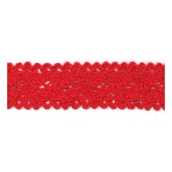 Red Cotton Lace Ribbon 18mm x 5m image number 2