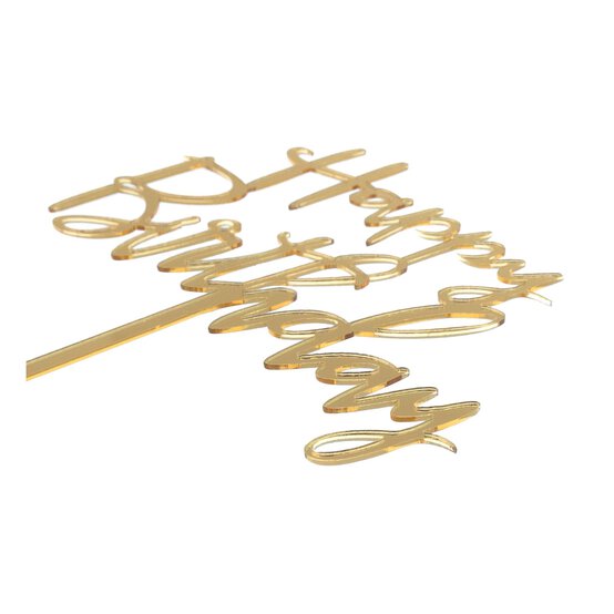 Create & Celebrate Gold Happy Birthday Cake Topper image number 3