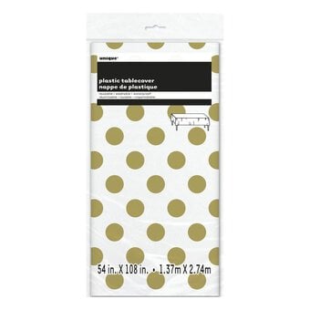 Gold Dots Plastic Tablecover 54 x 108 cm