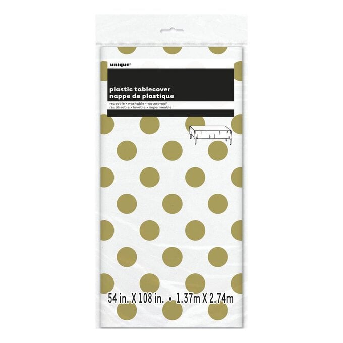 Gold Dots Plastic Tablecover 54 x 108 cm image number 1