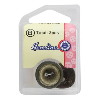 Hemline Olive Green Round Rimmed Buttons 20mm 2 Pack