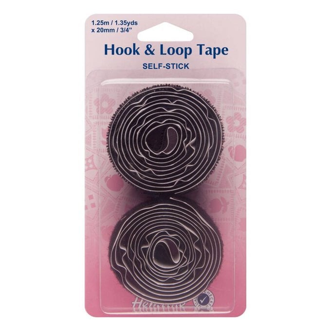 Hemline Black Self Adhesive Hook and Loop 20mm x 1.25m image number 1