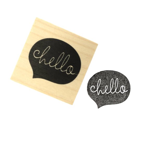 Hello Speech Bubble Wooden Stamp 3.8cm x 3.8cm image number 1