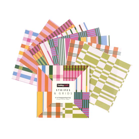 Stripes and Grids Paper Pad 6 x 6 Inches 24 Pack image number 1