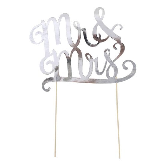 Silver Mr and Mrs Cake Topper image number 1