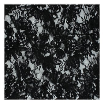 Black Floral Cornelli Lace Fabric by the Metre image number 2