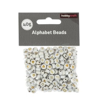 Gold Letter White Alphabet Beads 40g image number 4