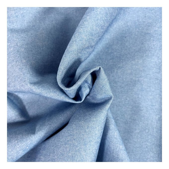 Blue Chambray Cotton Fabric by the Metre image number 1