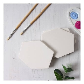 Unglazed Ceramic Hexagon Coasters 4 Pack