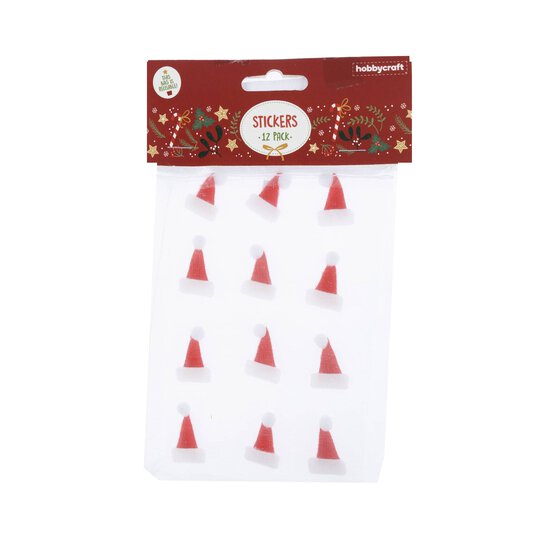 Santa Hat Stickers 12 Pack  image number 4