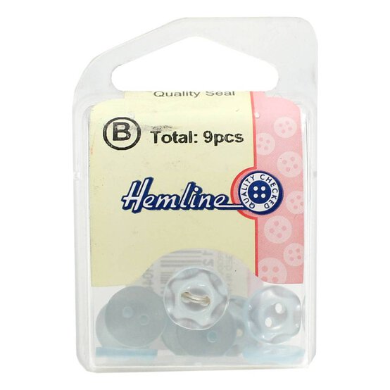 Hemline  Baby Blue Basic Scalloped Edge Button 9 Pack image number 2
