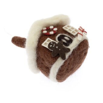 Hanging Gingerbread House Felted Decoration 7.5cm