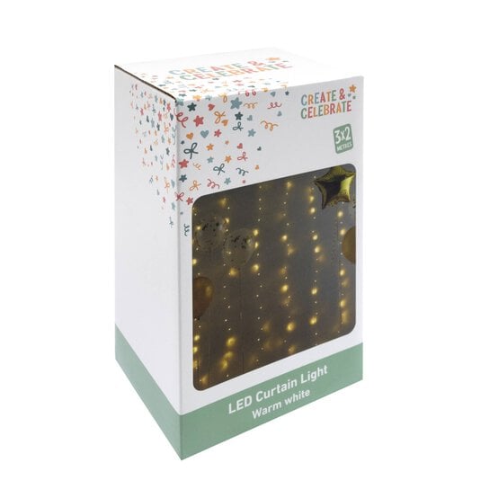 Create & Celebrate Warm White LED Curtain Lights 3m x 2m image number 4