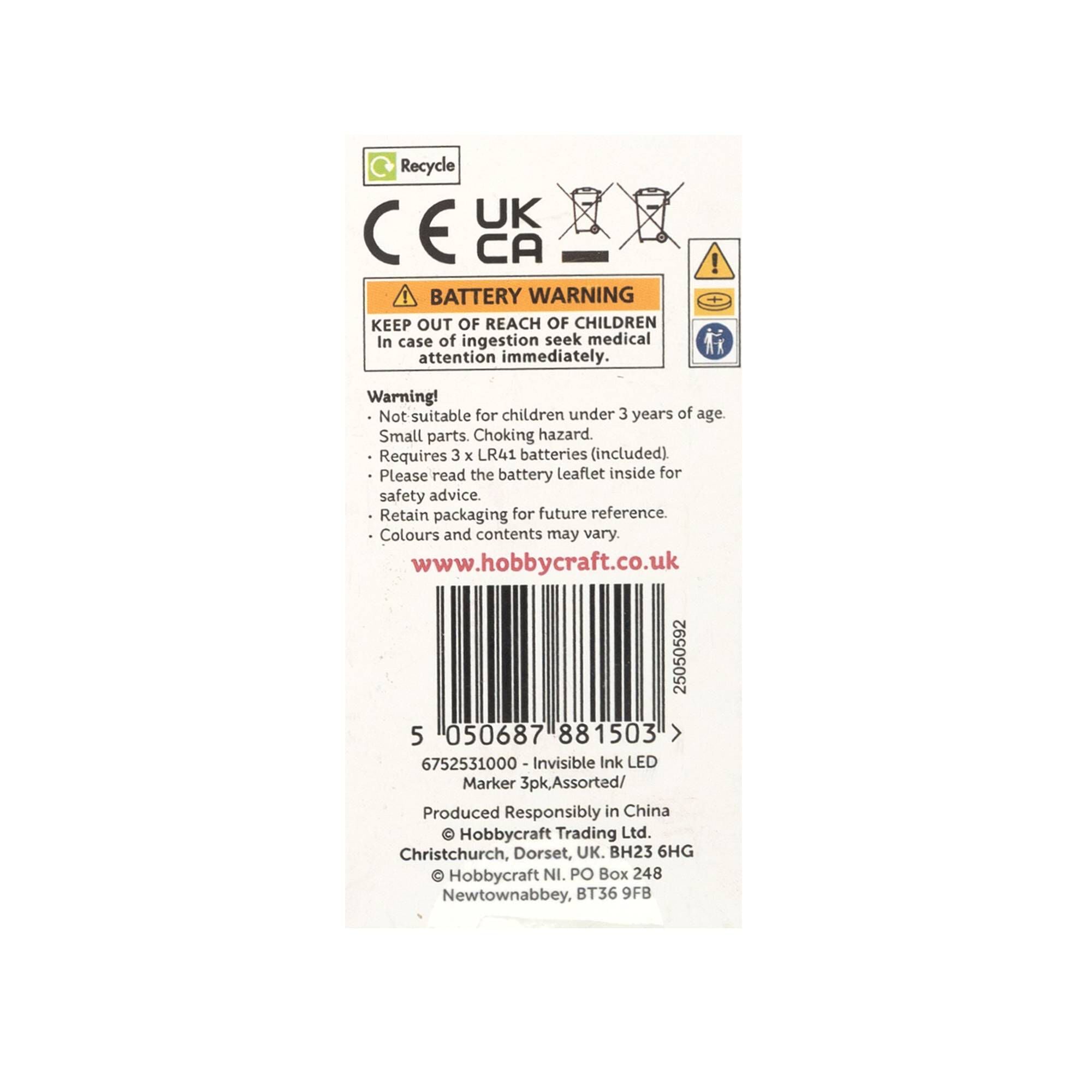 Kids' Invisible Ink LED Marker 3 Pack | Hobbycraft