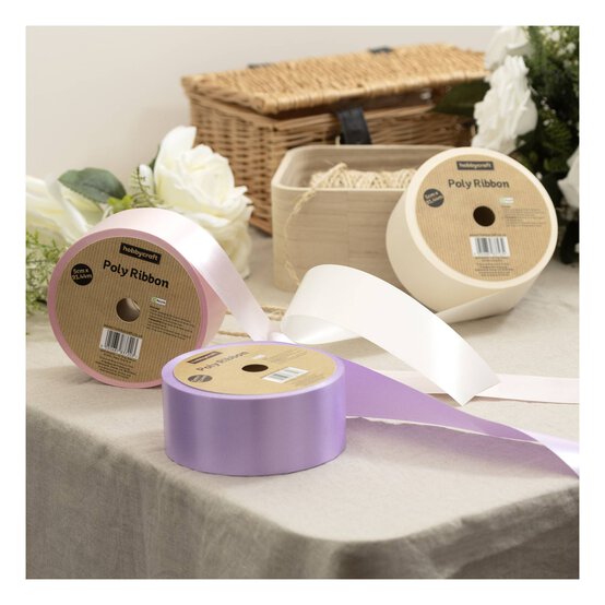 Baby Pink Poly Ribbon 5cm x 91m  image number 3