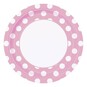 Lovely Pink Polka Dot Paper Plates 8 Pack image number 1