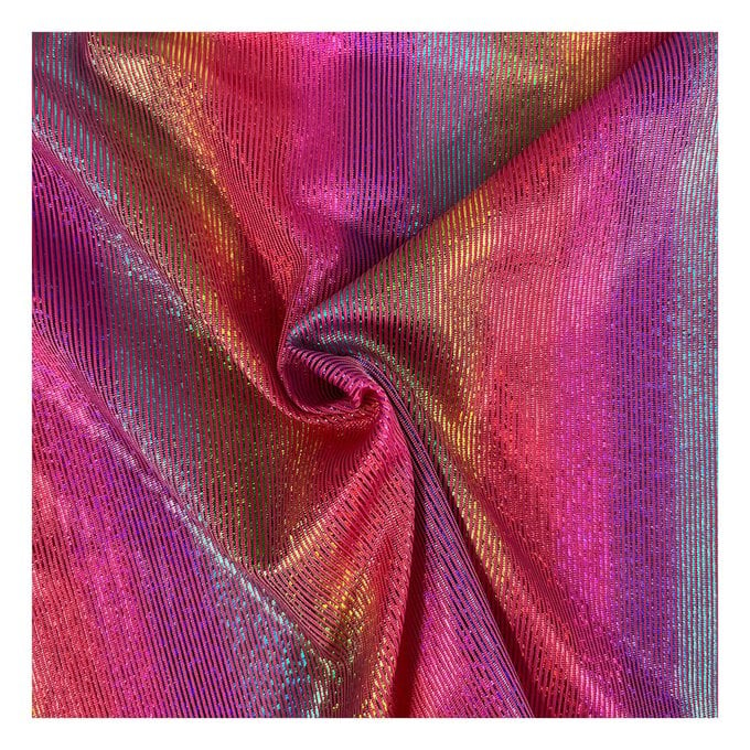 Red Jersey Rainbow Foil Fabric by the Metre image number 1