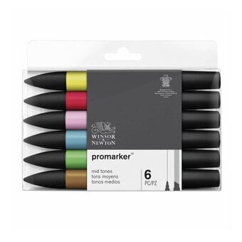 Winsor & Newton Mid Tone Promarkers 6 Pack