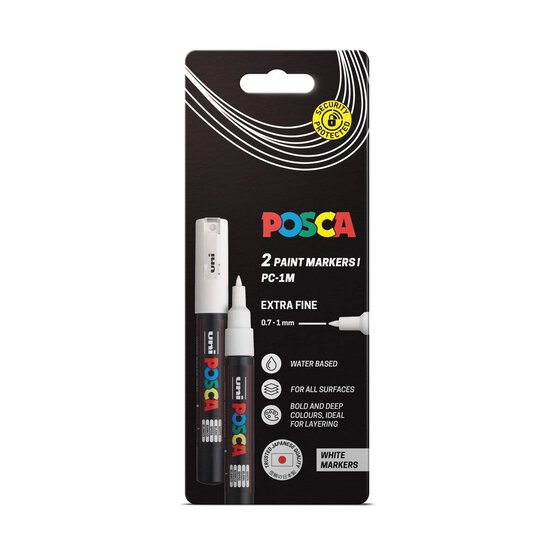 Uni-ball Posca White PC-1M Marker Pens 2 Pack image number 1