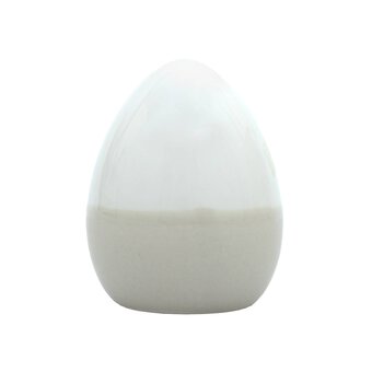 Glazed Two-Tone White Ceramic Egg 6.5cm