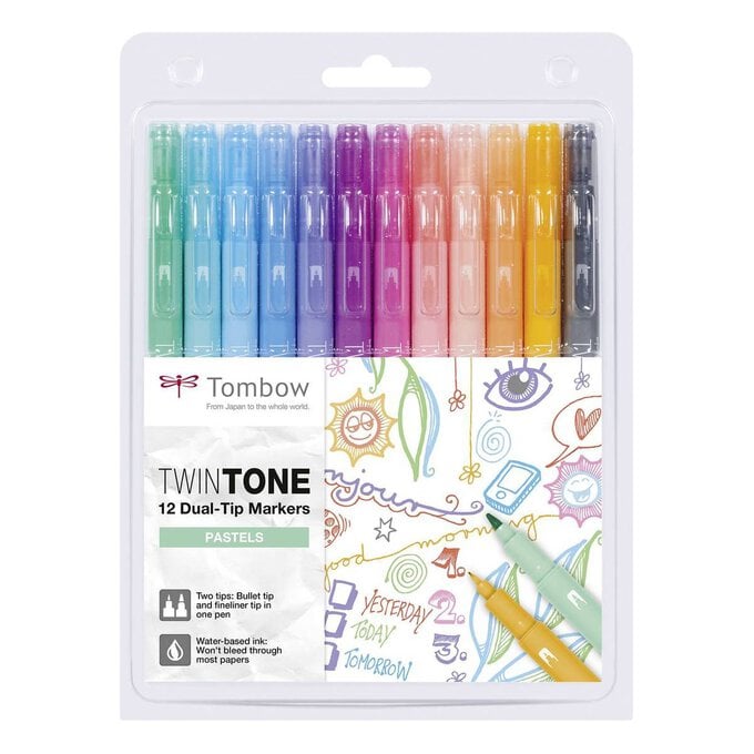 Tombow Pastel Twin Tone Dual Tip Markers 12 Pack image number 1