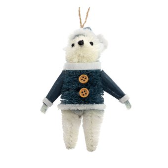 Hanging Brush Bear Decoration 14cm